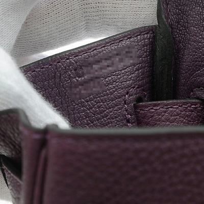 Birkin 25 leather handbag Hermès Purple in Leather - 21090933