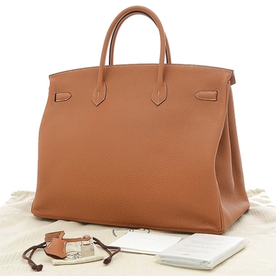 Shop Hermes Hermès Birkin 40 Brown Leather Handbag ()