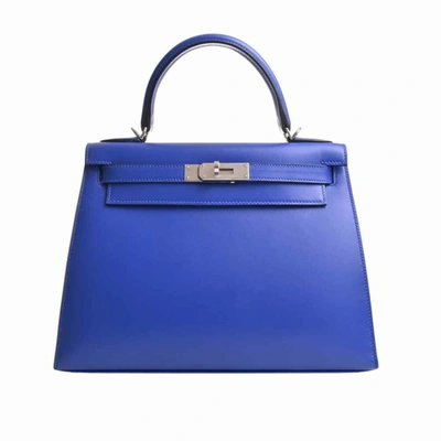 Hermes Hermès Kelly Navy Leather Handbag () In Blue
