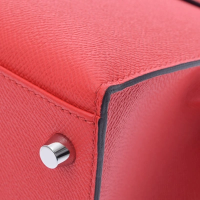 Shop Hermes Hermès Kelly Orange Leather Handbag ()