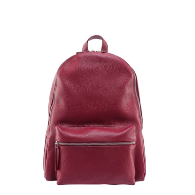 Shop Orciani Men's Red Leather Backpack