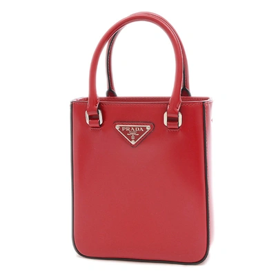 Prada Cabas Leather Handbag () In Red | ModeSens