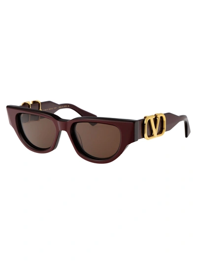 Shop Valentino Garavani Women's Burgundy Acetate Sunglasses