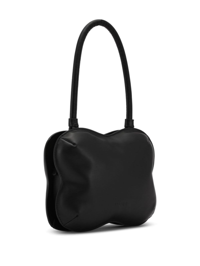 Shop Ganni Butterfly Leather Shoulder Bag In Black