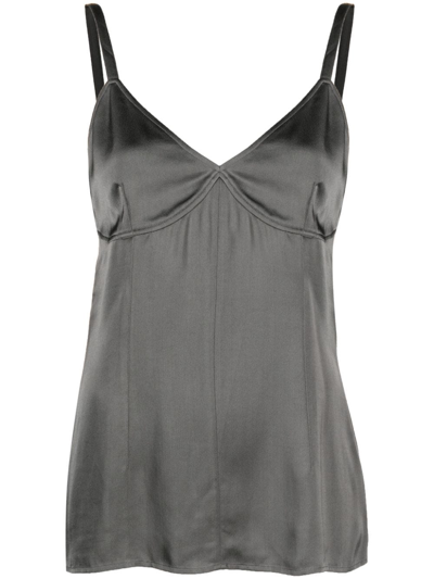Totême V-neck Satin Camisole In Green