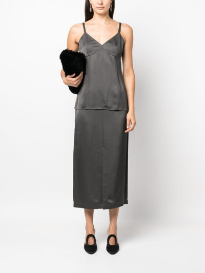 Totême V-neck Satin Camisole In Green