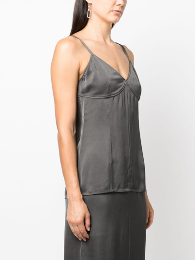 Totême V-neck Satin Camisole In Green