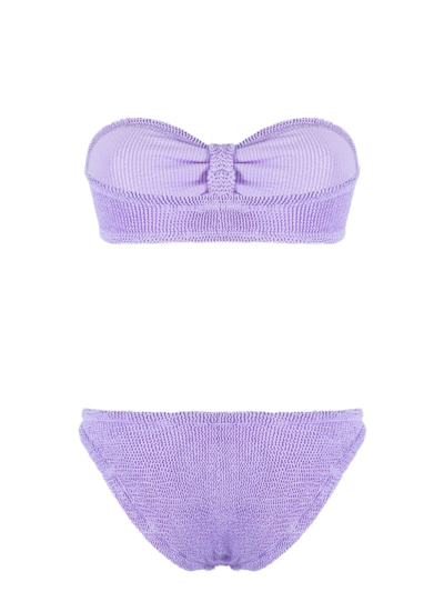 Shop Hunza G Jean Crinkle-finish Bikini In Purple