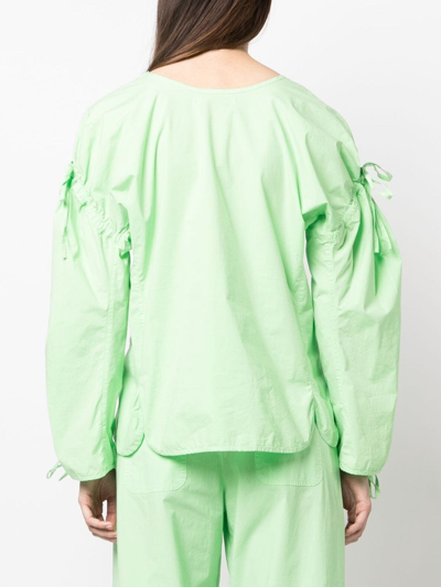 Shop Henrik Vibskov Tapas Round-neck Cotton Blouse In Green