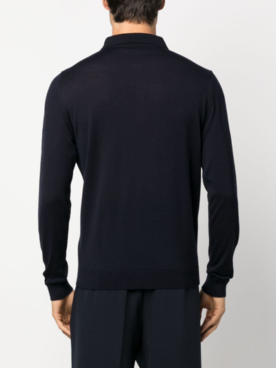 Eraldo Long-sleeve Wool Polo Shirt In Blue
