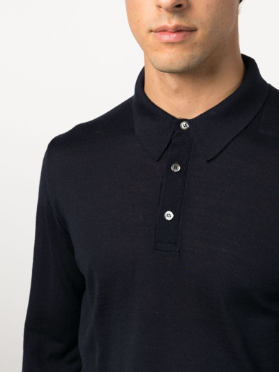 Eraldo Long-sleeve Wool Polo Shirt In Blue