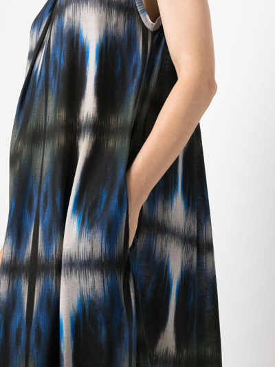 Shop Henrik Vibskov Pine Abstract-pattern Maxi Dress In Blue