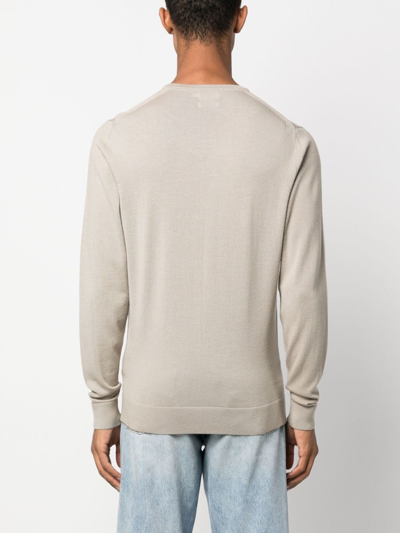 Calvin Klein Fine-knit Wool Jumper In Neutrals