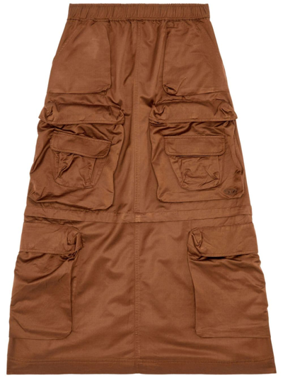 Shop Diesel O-nita Cargo-pocket Elasticated Maxi Skirt In Brown