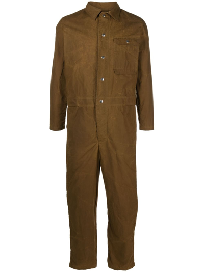 Shop Henrik Vibskov Long-sleeve Cotton Jumpsuit In Brown