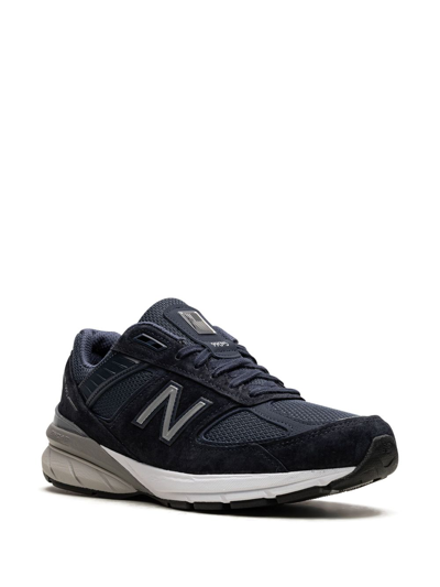 New Balance Blue Fabric And Suede 990v4 Sneakers In Blue