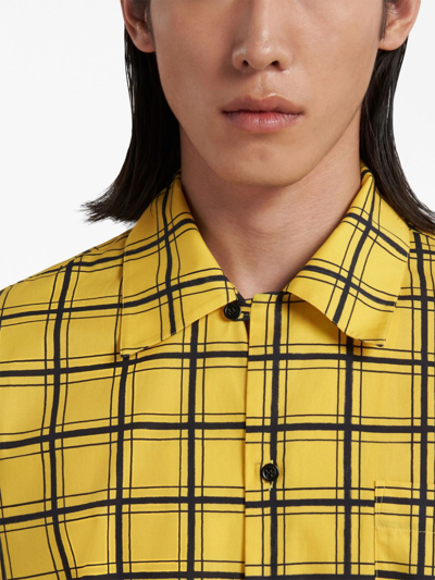Shop Marni Checked Bowling Shirt In Yellow