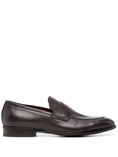 Shop Barrett Penny-slot Leather Loafers In Brown