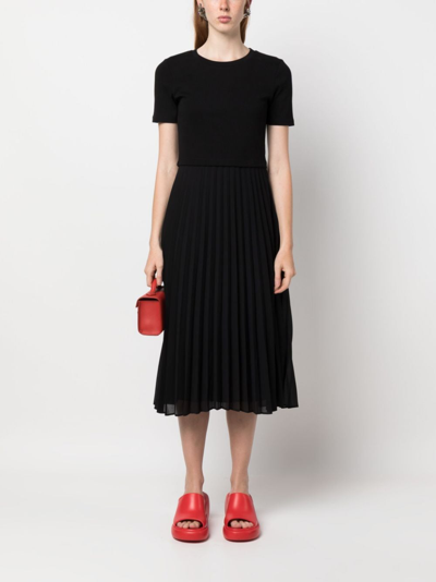 Shop Claudie Pierlot Teli Pleated Midi Dress In Black