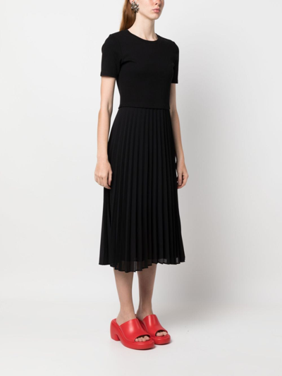 Shop Claudie Pierlot Teli Pleated Midi Dress In Black