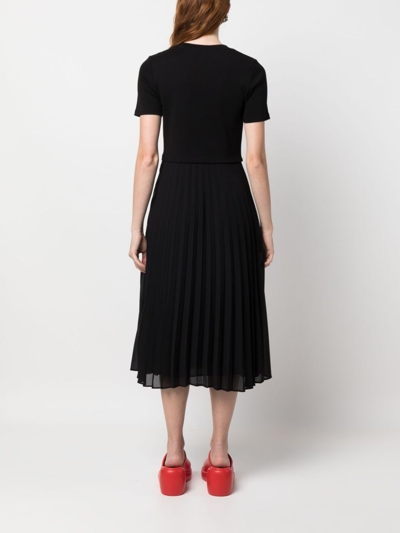 Shop Claudie Pierlot Teli Pleated Midi Dress In Black