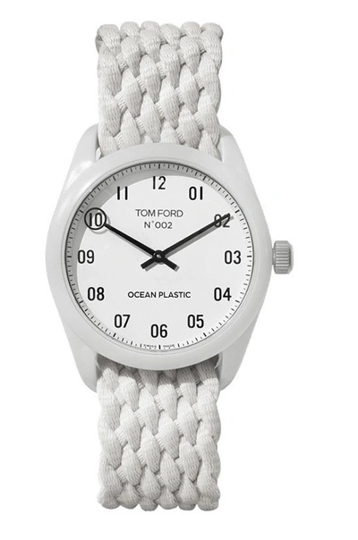 Shop Tom Ford N.002 Ocean Plastic Quartz White Dial Watch Tf0120233779 In Black / White