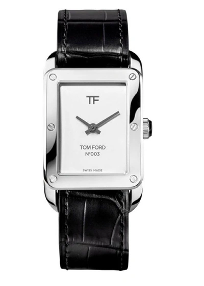 Shop Tom Ford N.003 Quartz White Dial Watch Tf0120244378 In Black / White