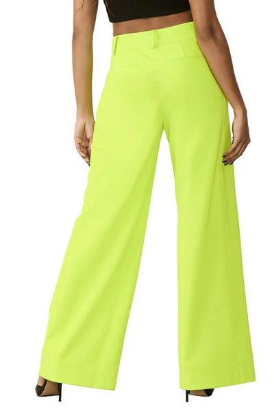 Shop Gstq Luxe Wide Leg Trousers In Acid Lime
