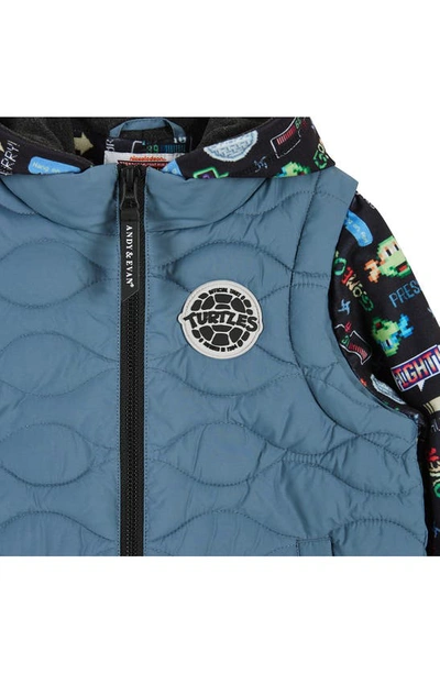Shop Andy & Evan X Teenage Mutant Ninja Turtles® Kids' Gamer Layered Jacket In Blue Vest