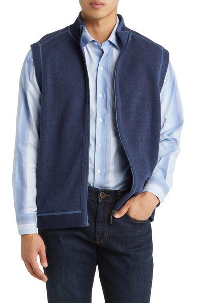 Shop Tommy Bahama Flip Coast Reversible Knit Vest In Blue Note Heather