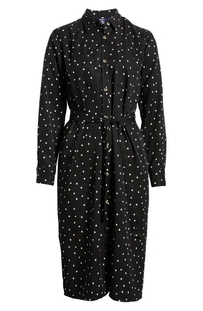 Hatley Polka Dot Long Sleeve Shirtdress In Black
