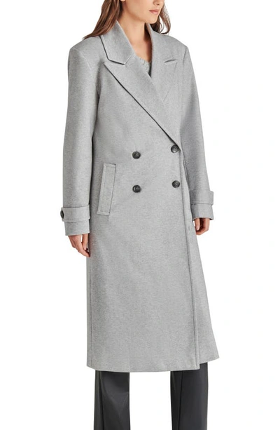 Shop Steve Madden Prince Double Breasted Peacoat In Light Grey