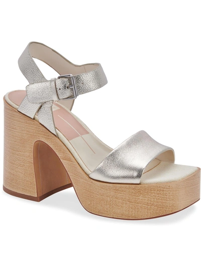 Shop Dolce Vita Wallis Womens Leather Ankle Strap Platform Sandals In Silver