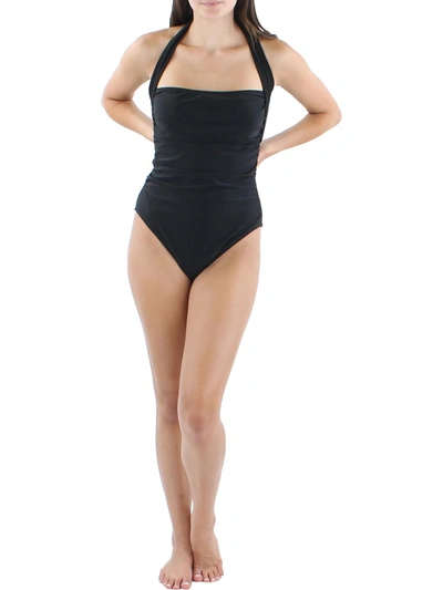 Shop Rachel Rachel Roy Womens Ruched One-shoulder One-piece Swimsuit In Black