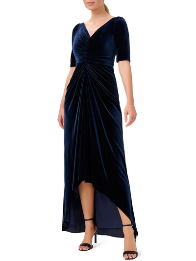 Shop Adrianna Papell Plus Womens Velvet Maxi Evening Dress In Blue