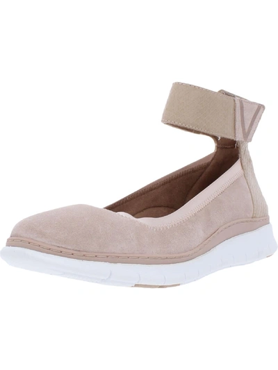 Shop Vionic Camile Womens Suede Ankle Strap Ballet Flats In Beige