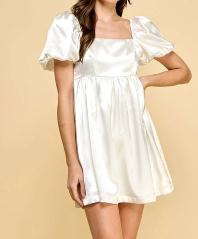 Shop Tcec Satin Babydoll Dress In White
