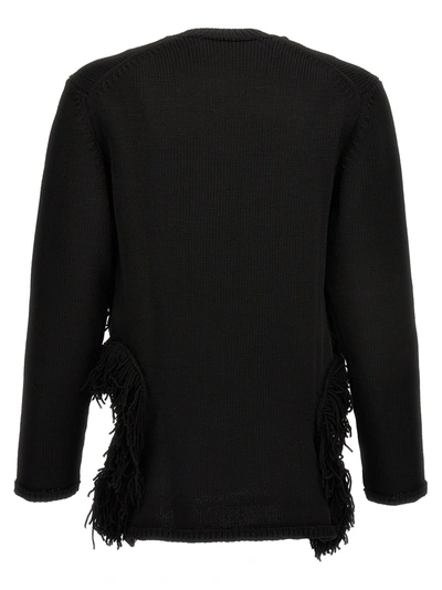 Shop Comme Des Garçons Homme Deux Cut-out And Fringed Sweater Sweater, Cardigans Black