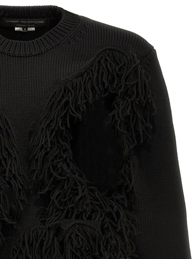 Shop Comme Des Garçons Homme Deux Cut-out And Fringed Sweater Sweater, Cardigans Black