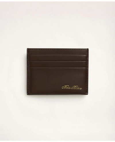 Brooks Brothers Lambskin Card Case In Brown