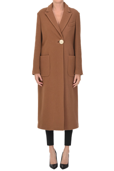 Shop Alysi Long Coat In Brown