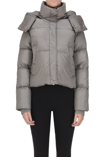 Shop Add Cropped Quilted Down Jacket In Dove-grey