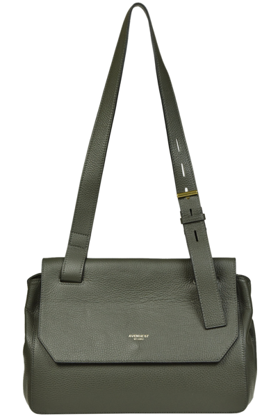 Shop Avenue 67 Odette Grainy Leather Bag In Olive Green