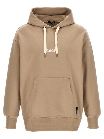 Shop Comme Des Garçons Homme Deux Logo Embroidery Hoodie Sweatshirt Beige