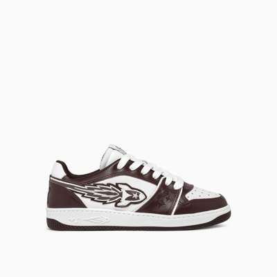 Shop Enterprise Japan Egg Rocket Low Sneakers In Brown/white