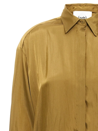 Shop Nude Satin Shirt Shirt, Blouse Green