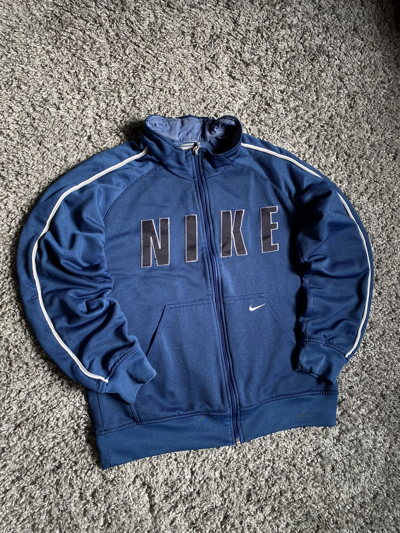 Nike X Vintage Nike Vintage Central Logo Zip Hoodie In Blue | ModeSens