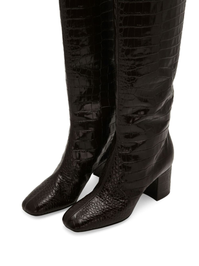 Dolce & Gabbana 60mm Logo-plaque Leather Boots In Brown