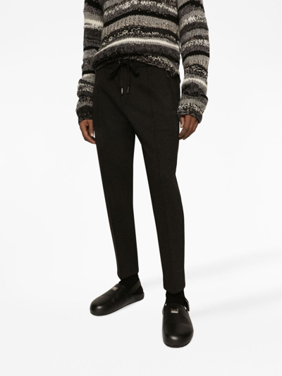 Shop Dolce & Gabbana Straight-leg Drawstring Trousers In Black