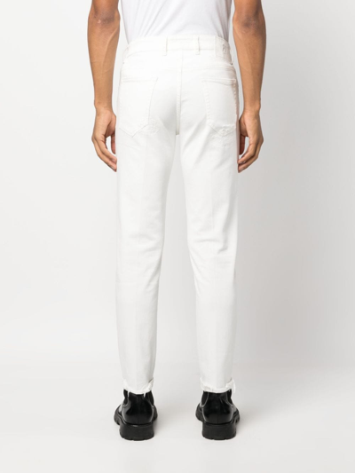 Shop Pt Torino Stretch-cotton Slim-cut Jeans In White